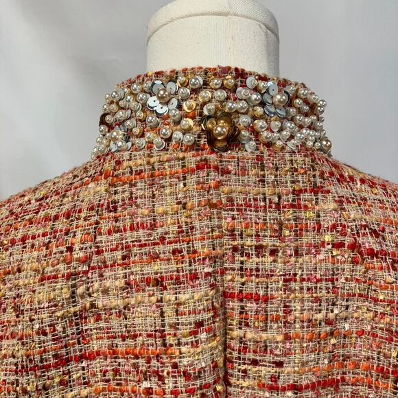 Chico's Embellished Tweed Jacket Womens 12 Career Artsy Spring Career Preppy - Picture 13 of 16